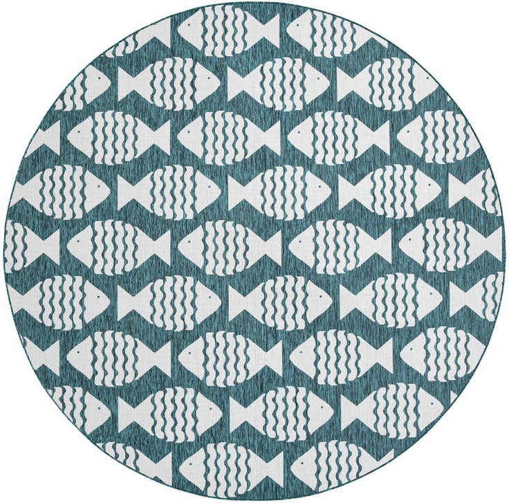 Detail image of 12' x 12' Easy-Clean Coastal Indoor / Outdoor Round Rug