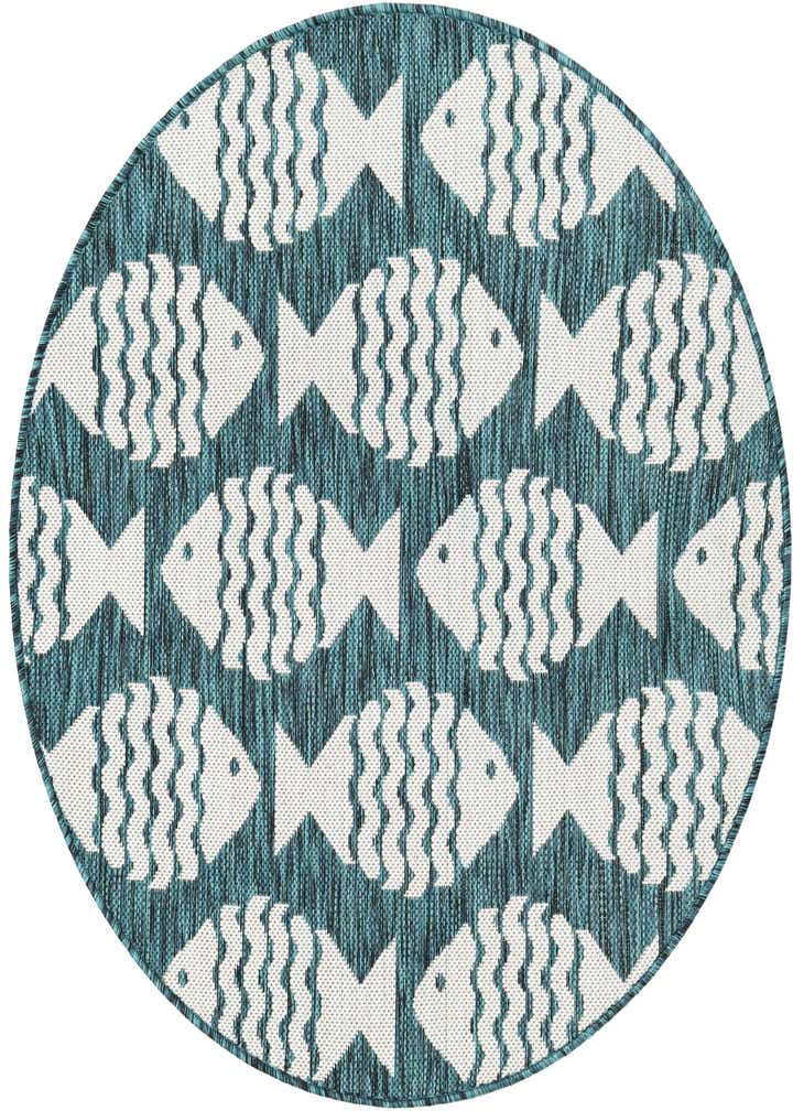 3' 1 x 3' 1 Easy-Clean Coastal Indoor / Outdoor Round Rug