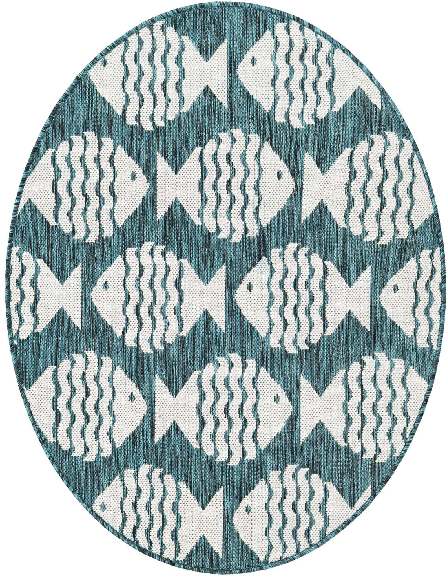 3' 1 x 3' 1 Easy-Clean Coastal Indoor / Outdoor Round Rug