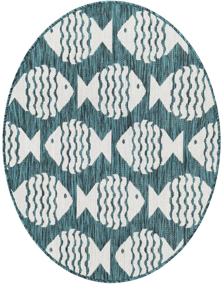 Detail image of 3' 1 x 3' 1 Easy-Clean Coastal Indoor / Outdoor Round Rug