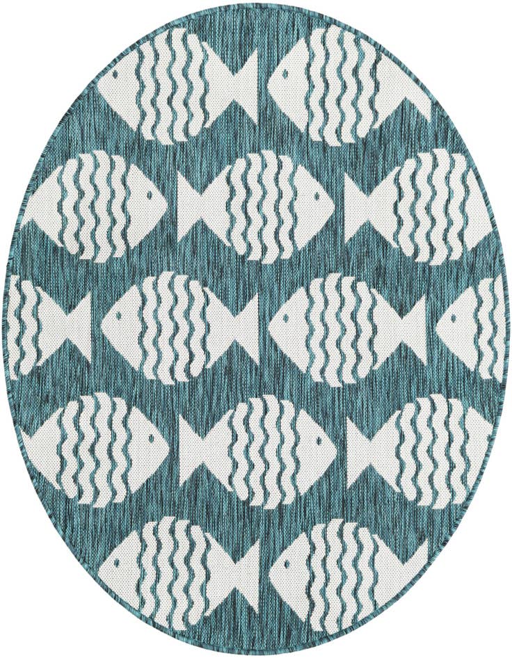 Detail image of 4' 1 x 4' 1 Easy-Clean Coastal Indoor / Outdoor Round Rug