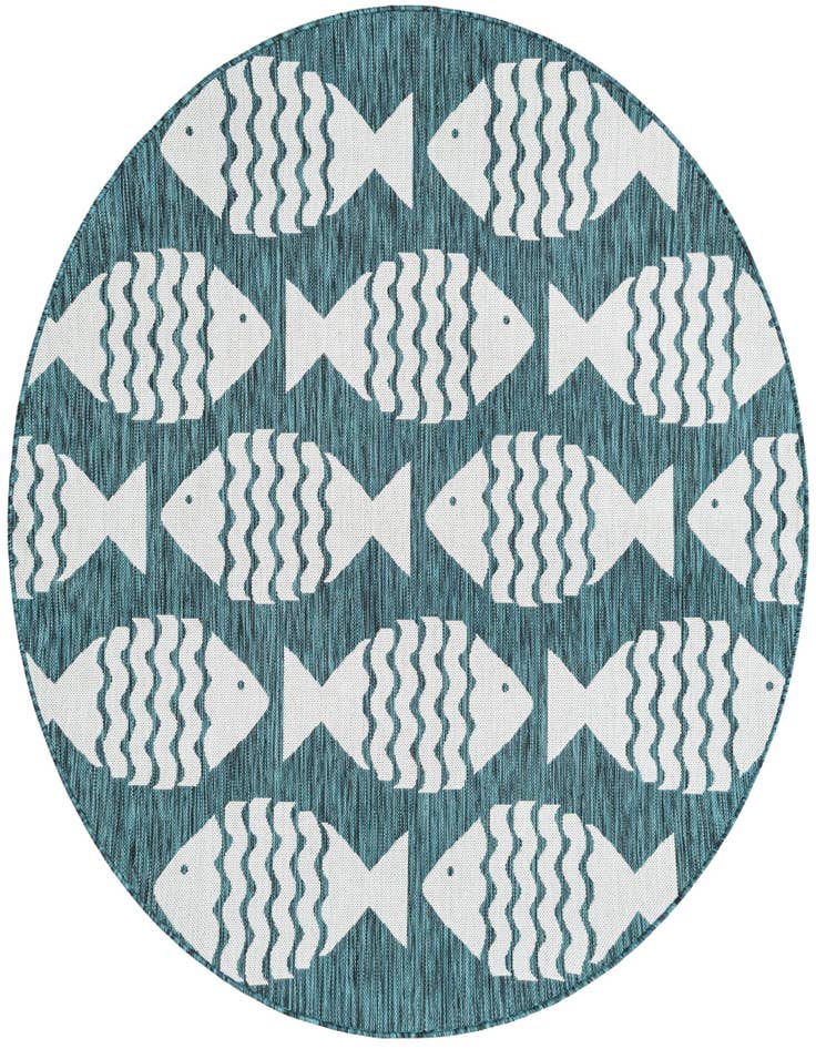 Detail image of 6' 1 x 6' 1 Easy-Clean Coastal Indoor / Outdoor Round Rug