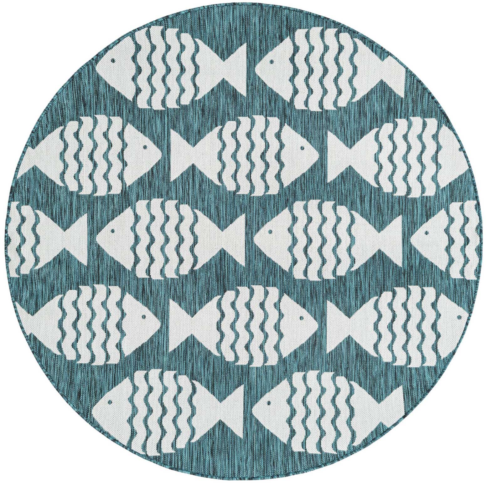6' 1 x 6' 1 Easy-Clean Coastal Indoor / Outdoor Round Rug