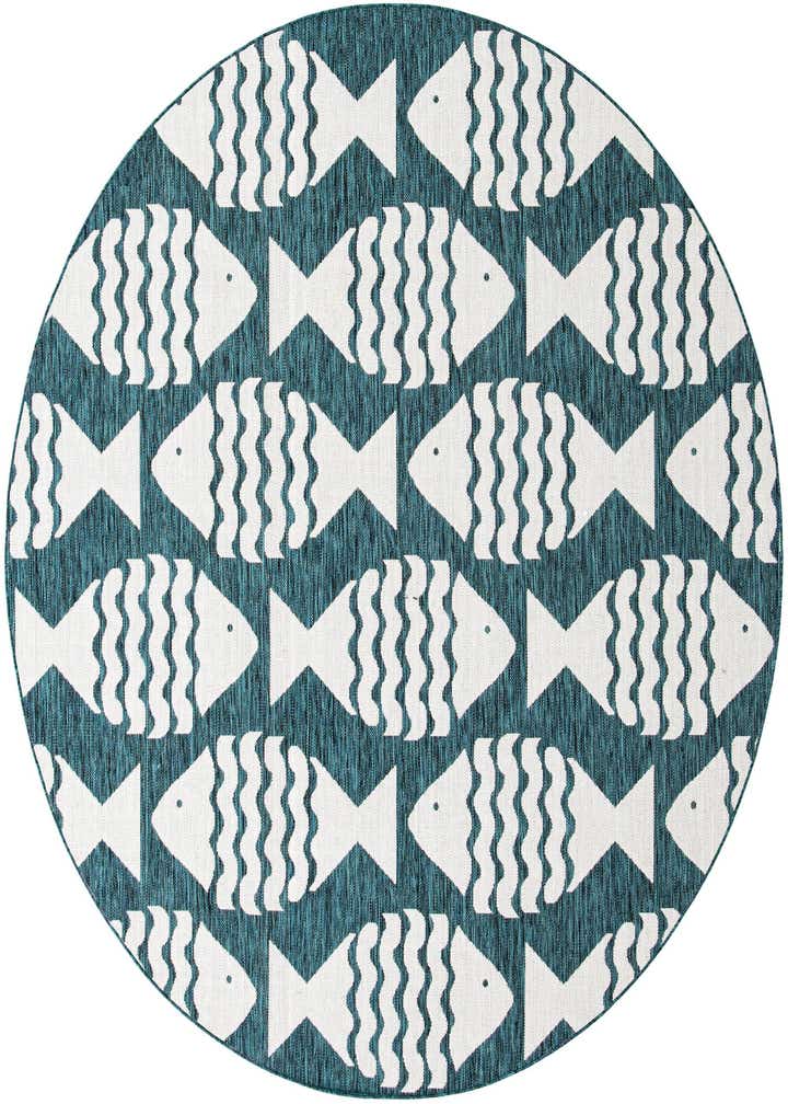 7' 10 x 7' 10 Easy-Clean Coastal Indoor / Outdoor Round Rug