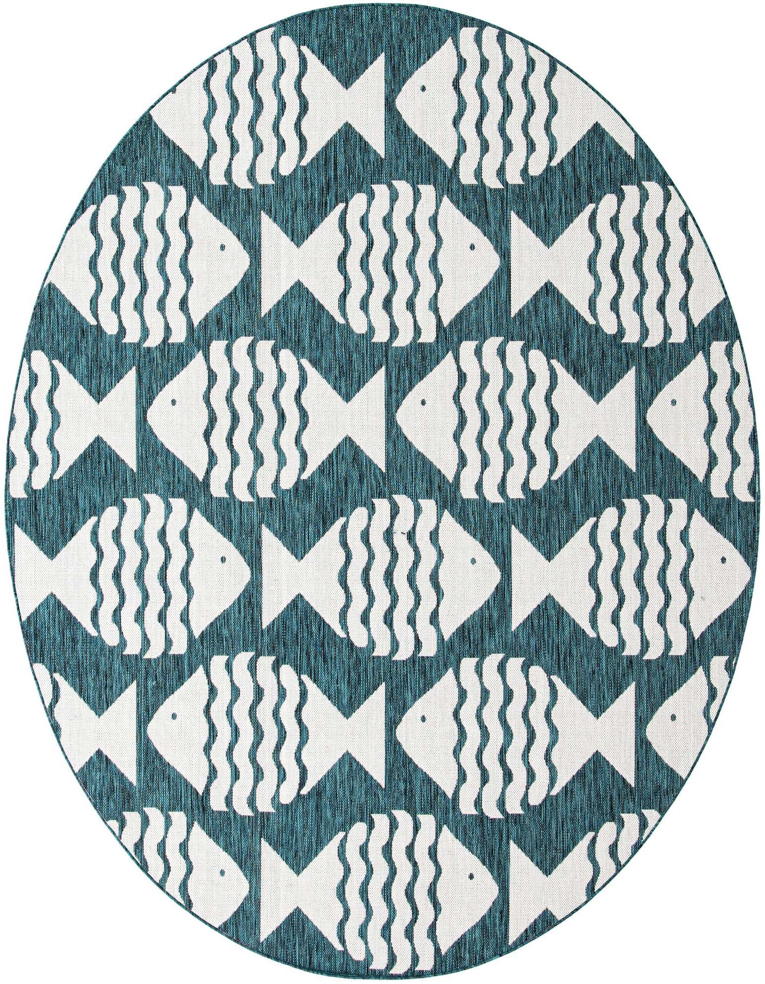 7' 10 x 7' 10 Easy-Clean Coastal Indoor / Outdoor Round Rug