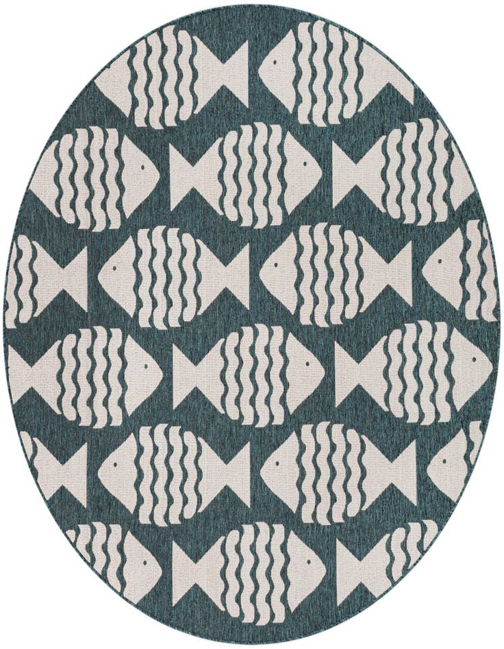 Detail image of 7' 10 x 7' 10 Easy-Clean Coastal Indoor / Outdoor Round Rug