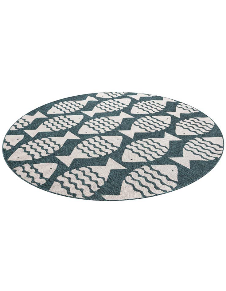 Detail image of 7' 10 x 7' 10  Washable Coastal Indoor / Outdoor Round Rug