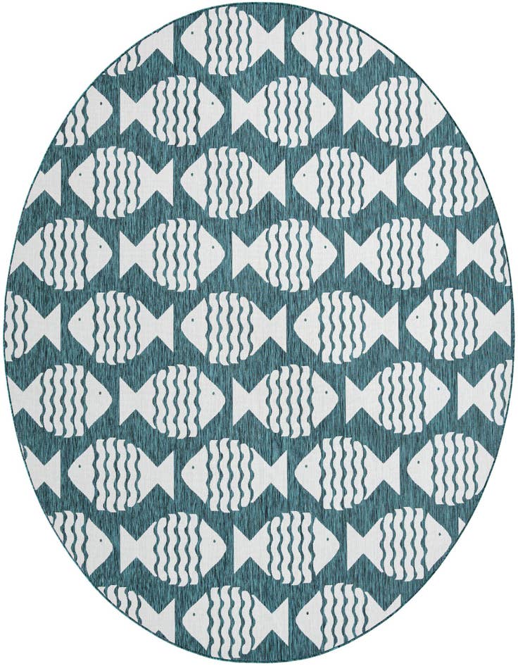Detail image of 13' x 13' Easy-Clean Coastal Indoor / Outdoor Round Rug