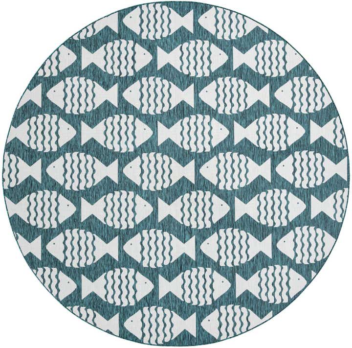 13' x 13' Easy-Clean Coastal Indoor / Outdoor Round Rug