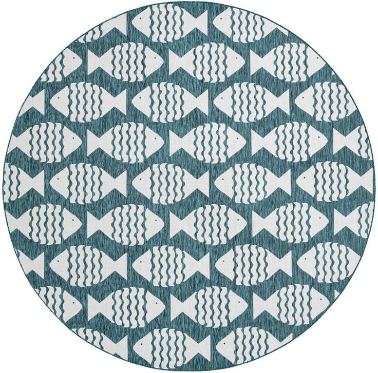Detail image of 13' x 13' Easy-Clean Coastal Indoor / Outdoor Round Rug