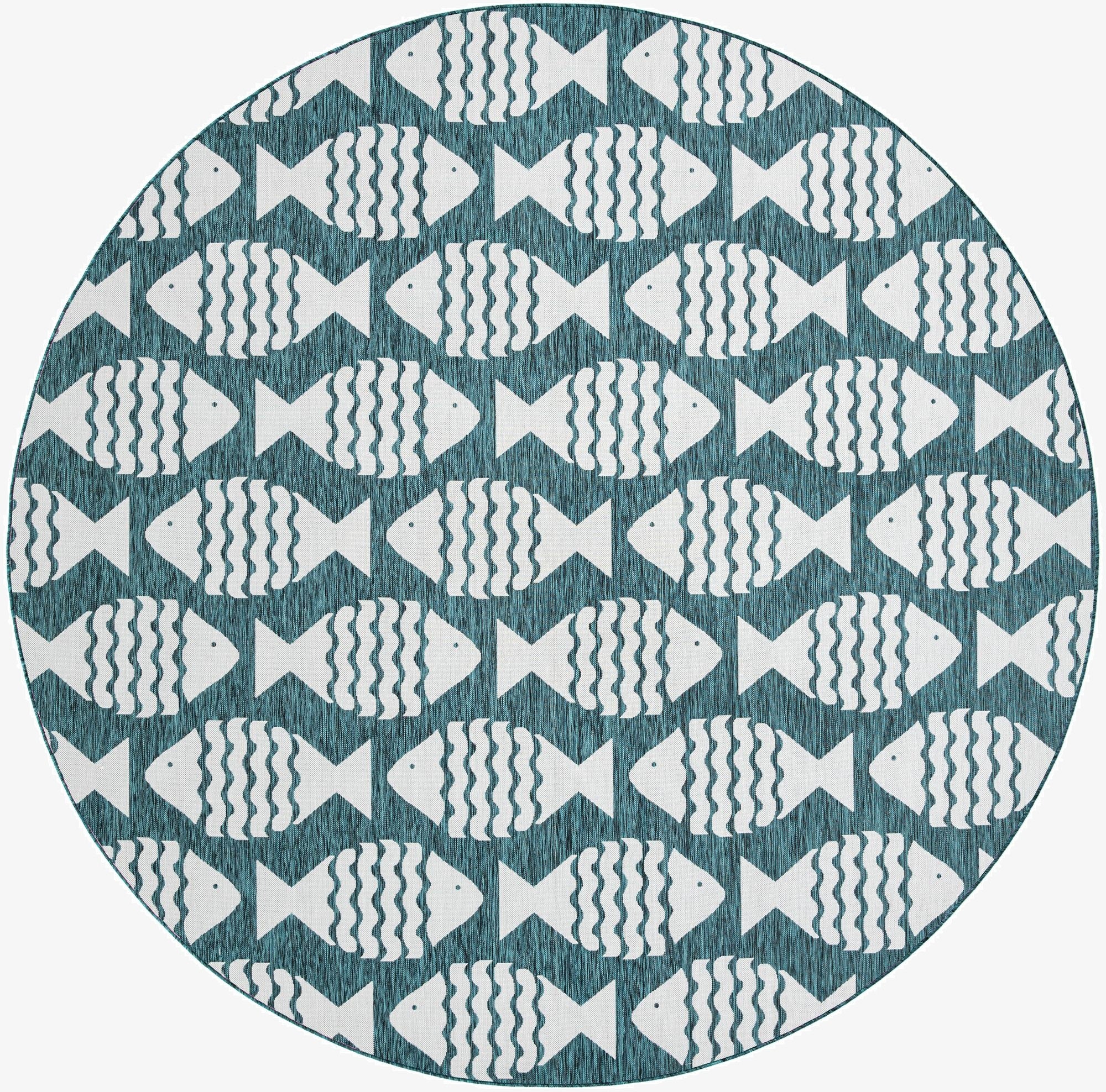 13' x 13'  Washable Coastal Indoor / Outdoor Round Rug