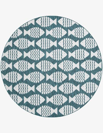 13' x 13' Easy-Clean Coastal Indoor / Outdoor Round Rug