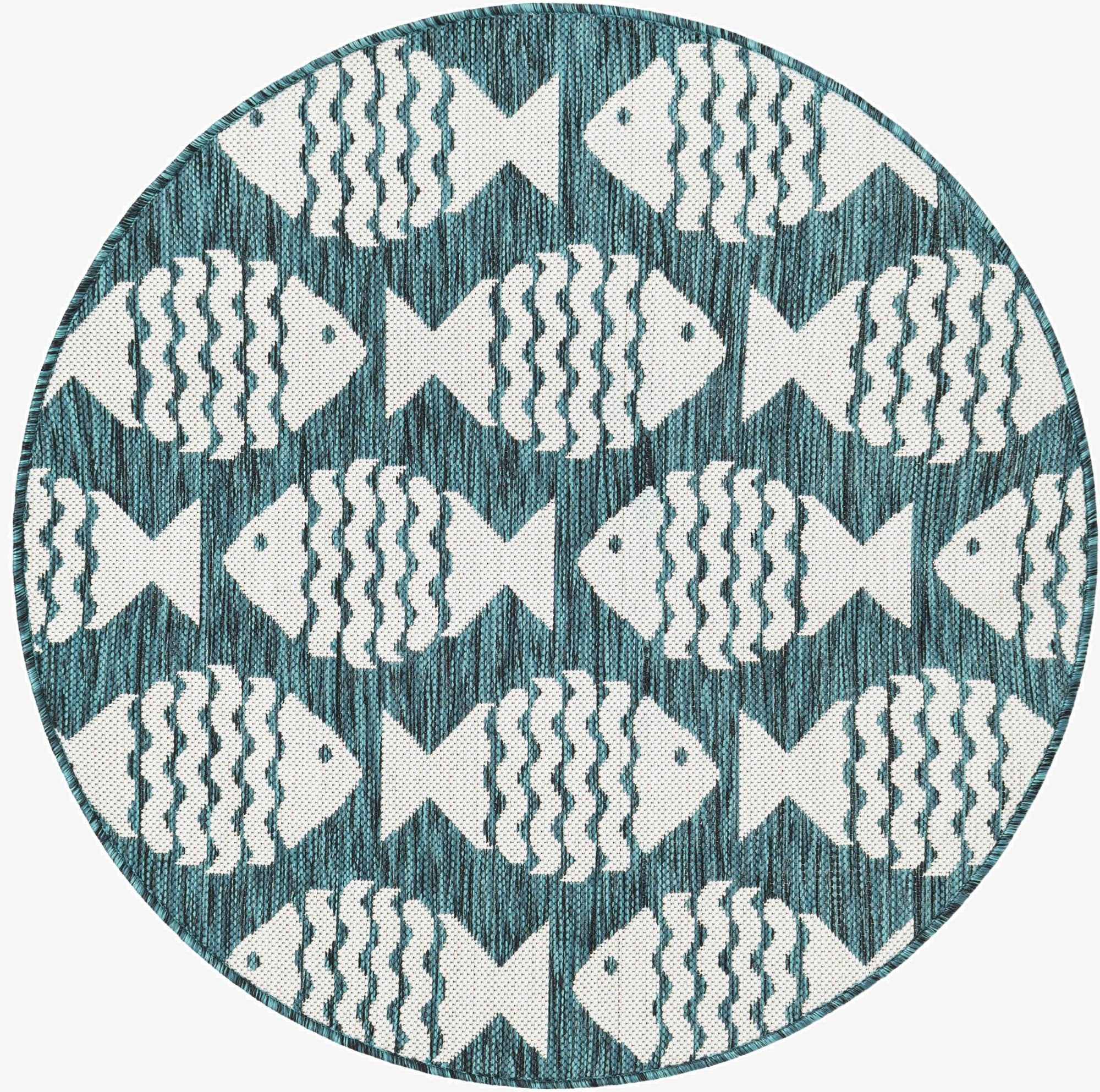 3' 1 x 3' 1  Washable Coastal Indoor / Outdoor Round Rug