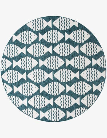 10' x 10' Easy-Clean Coastal Indoor / Outdoor Round Rug
