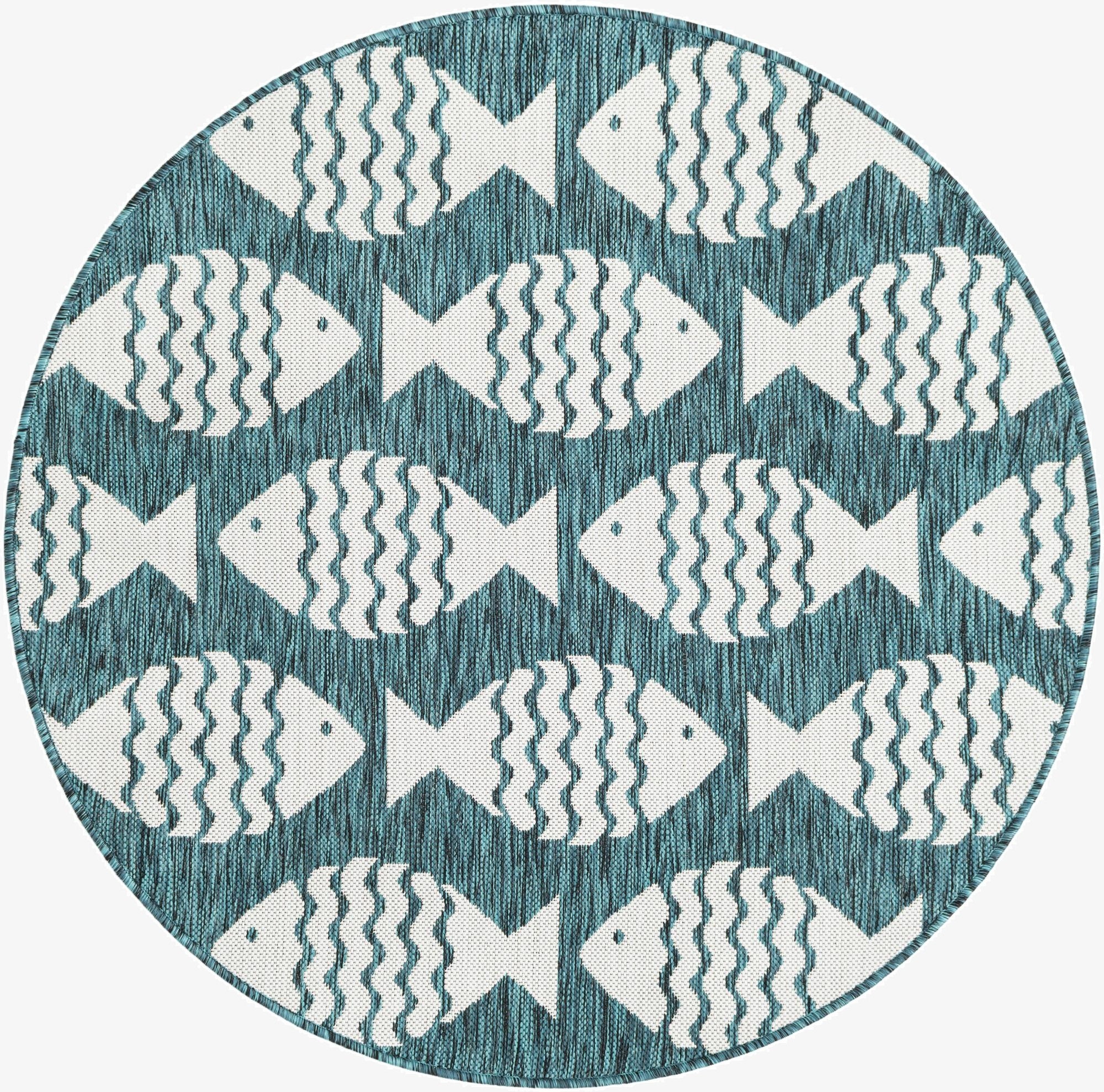 4' 1 x 4' 1  Washable Coastal Indoor / Outdoor Round Rug