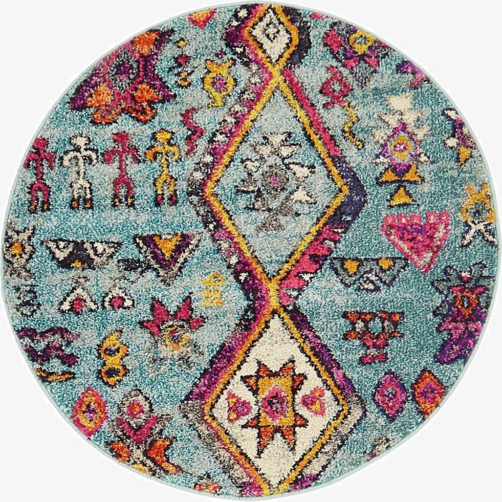 3' 3 x 3' 3  Washable Santa Fe Round Rug