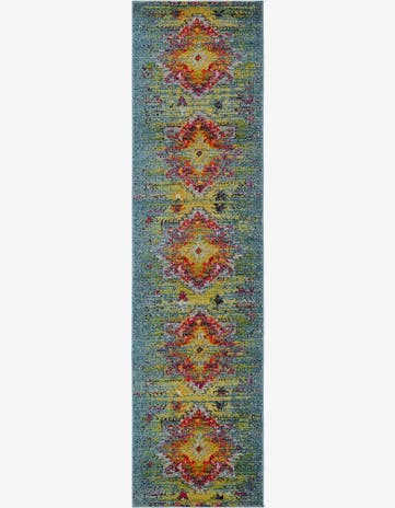 Turquoise Washable Arte Runner Rug