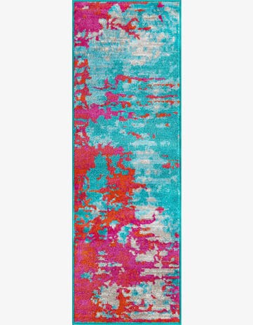 Turquoise Azalea Runner Rug