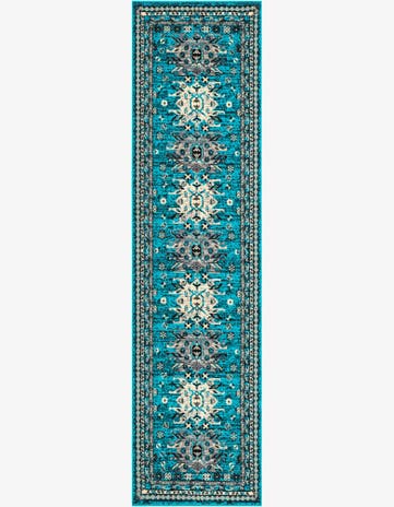 Turquoise Heriz Design Runner Rug