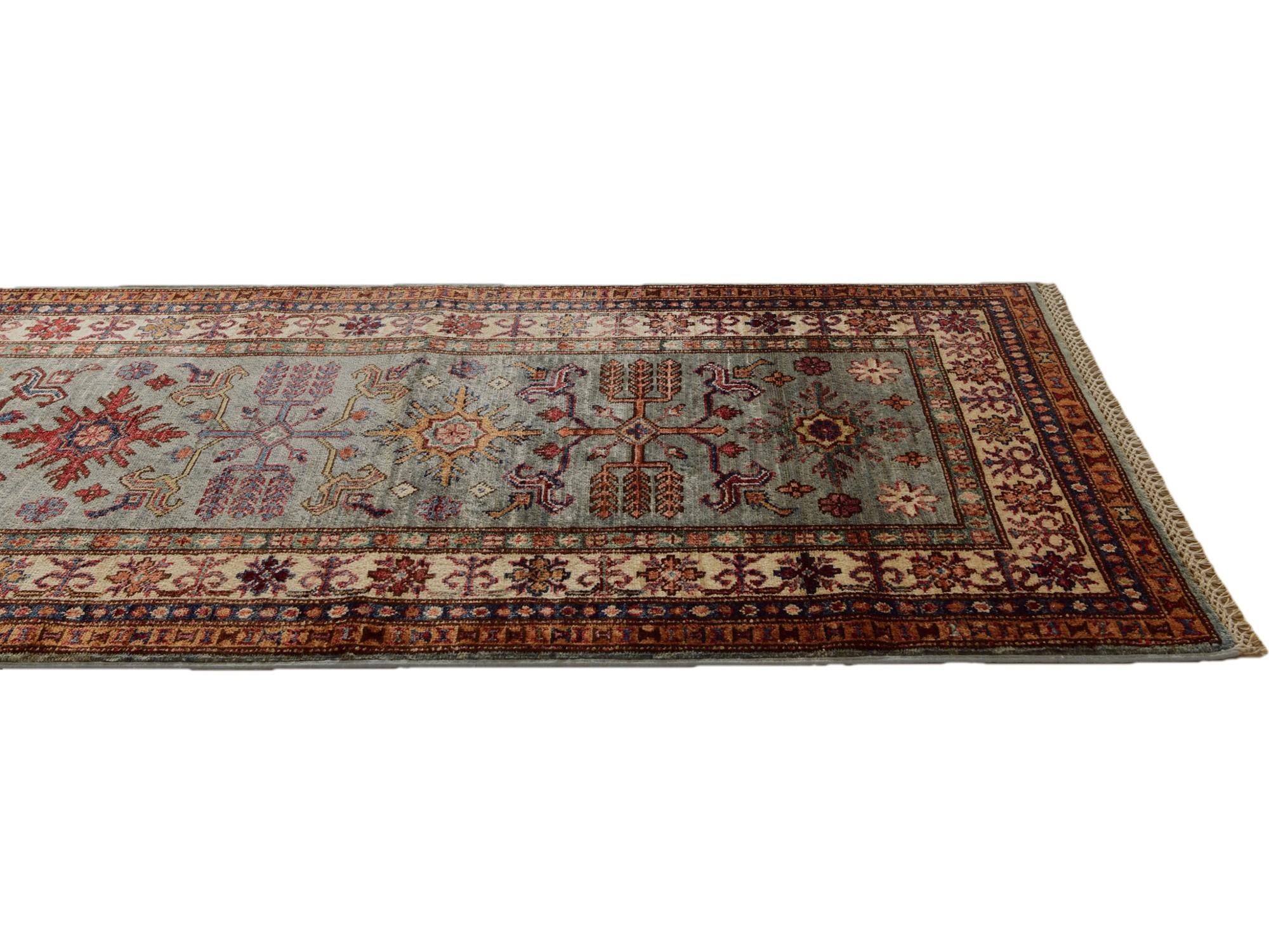 2' 8 x 11' Hand Knotted Kazak Runner Rug