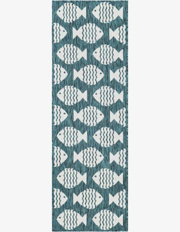 2' x 6' 1 Easy-Clean Coastal Indoor / Outdoor Runner Rug