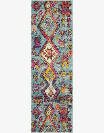 Turquoise Washable Santa Fe Runner Rug