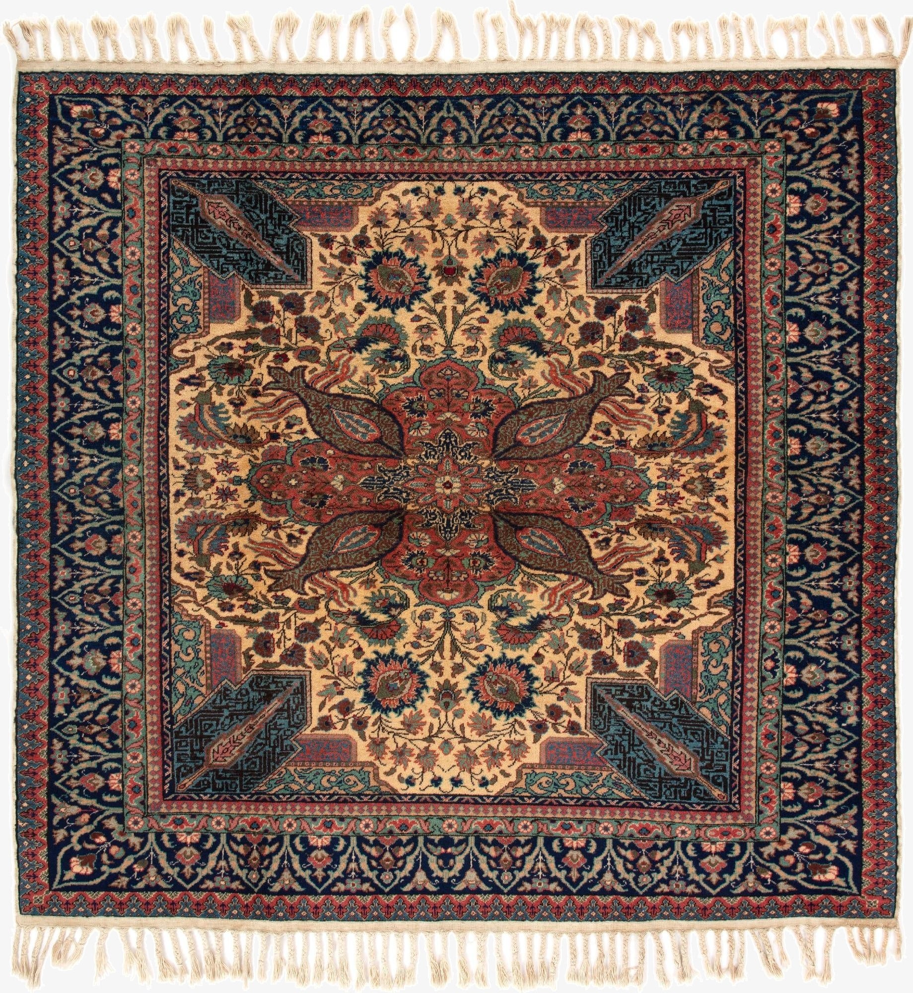 4' 7 x 4' 8  Hand Knotted Kayseri Square Rug