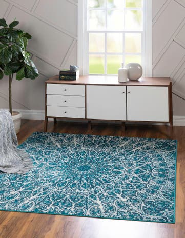 Turquoise Monaco Square Rug
