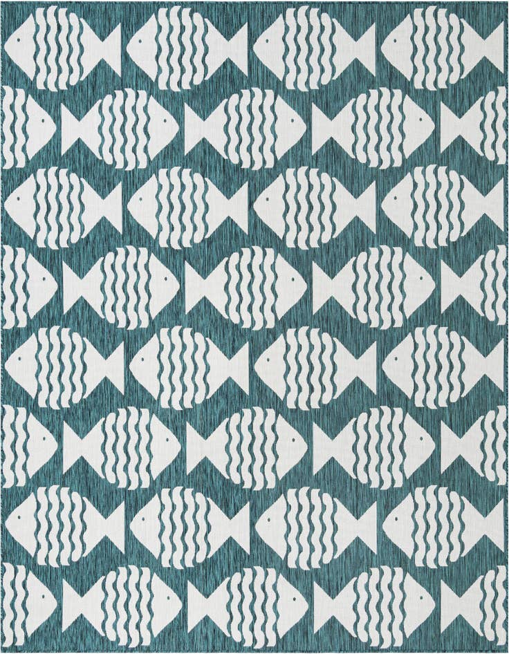 Detail image of 10' x 10' Easy-Clean Coastal Indoor / Outdoor Square Rug