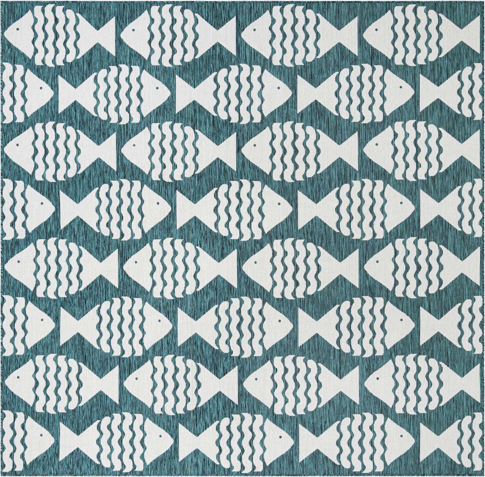 10' x 10' Easy-Clean Coastal Indoor / Outdoor Square Rug