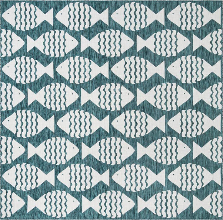 Detail image of 10' x 10' Easy-Clean Coastal Indoor / Outdoor Square Rug
