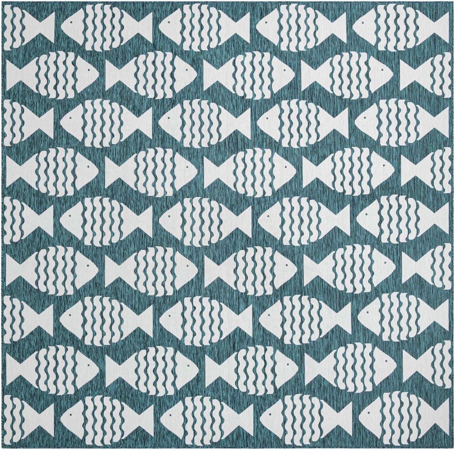 12' x 12' Easy-Clean Coastal Indoor / Outdoor Square Rug