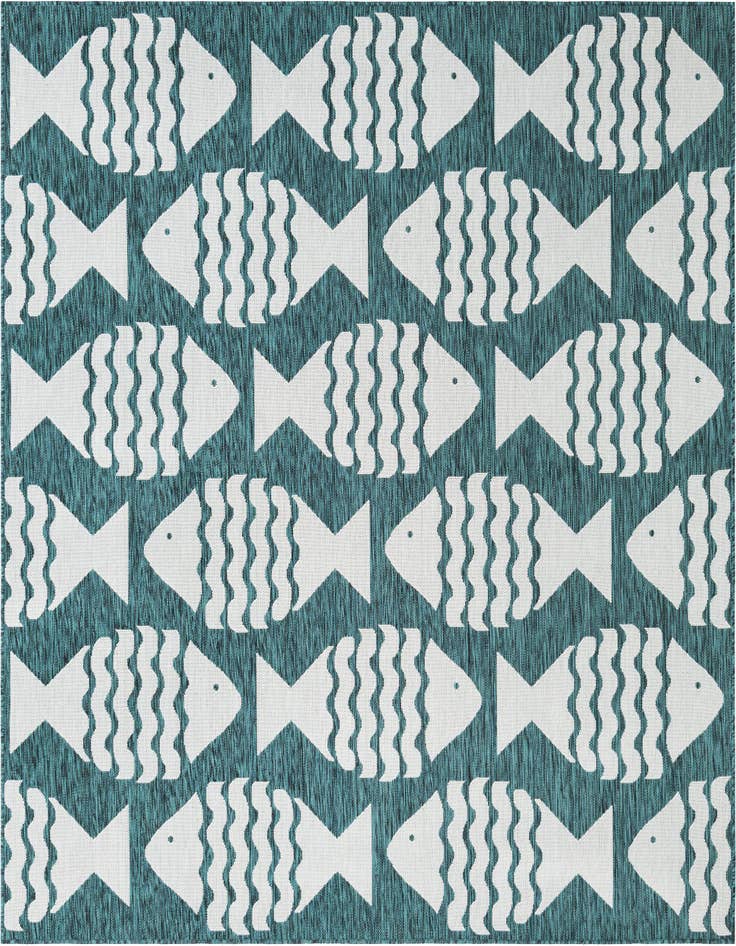 Detail image of 7' 10 x 7' 10 Easy-Clean Coastal Indoor / Outdoor Square Rug