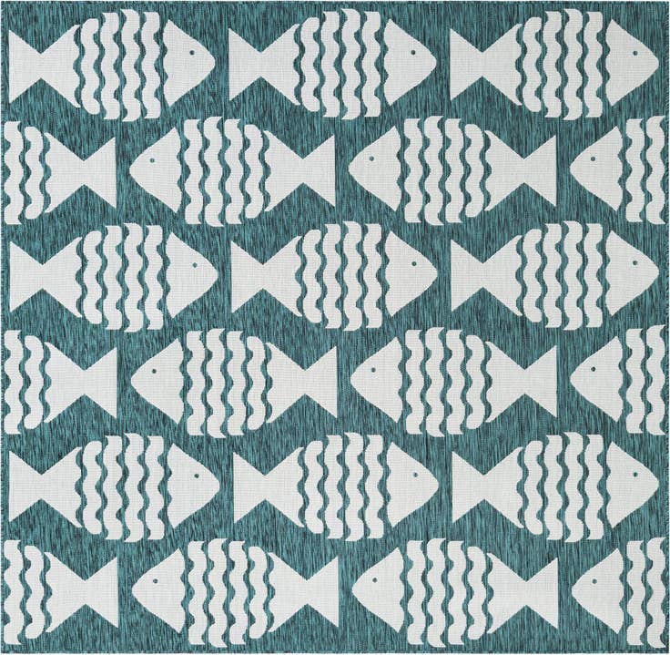 Detail image of 7' 10 x 7' 10 Easy-Clean Coastal Indoor / Outdoor Square Rug