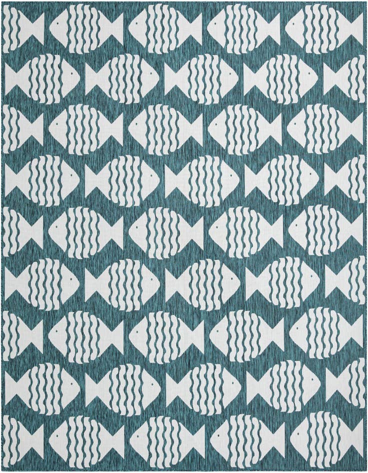 Detail image of 13' x 13' Easy-Clean Coastal Indoor / Outdoor Square Rug