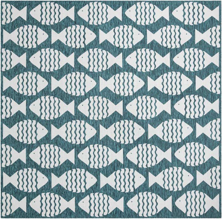 13' x 13' Easy-Clean Coastal Indoor / Outdoor Square Rug