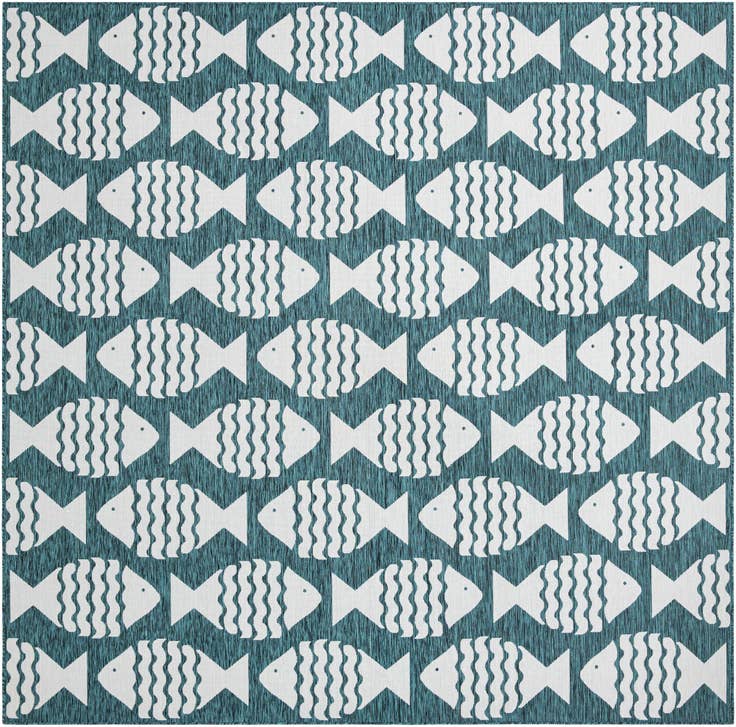 Detail image of 13' x 13' Easy-Clean Coastal Indoor / Outdoor Square Rug