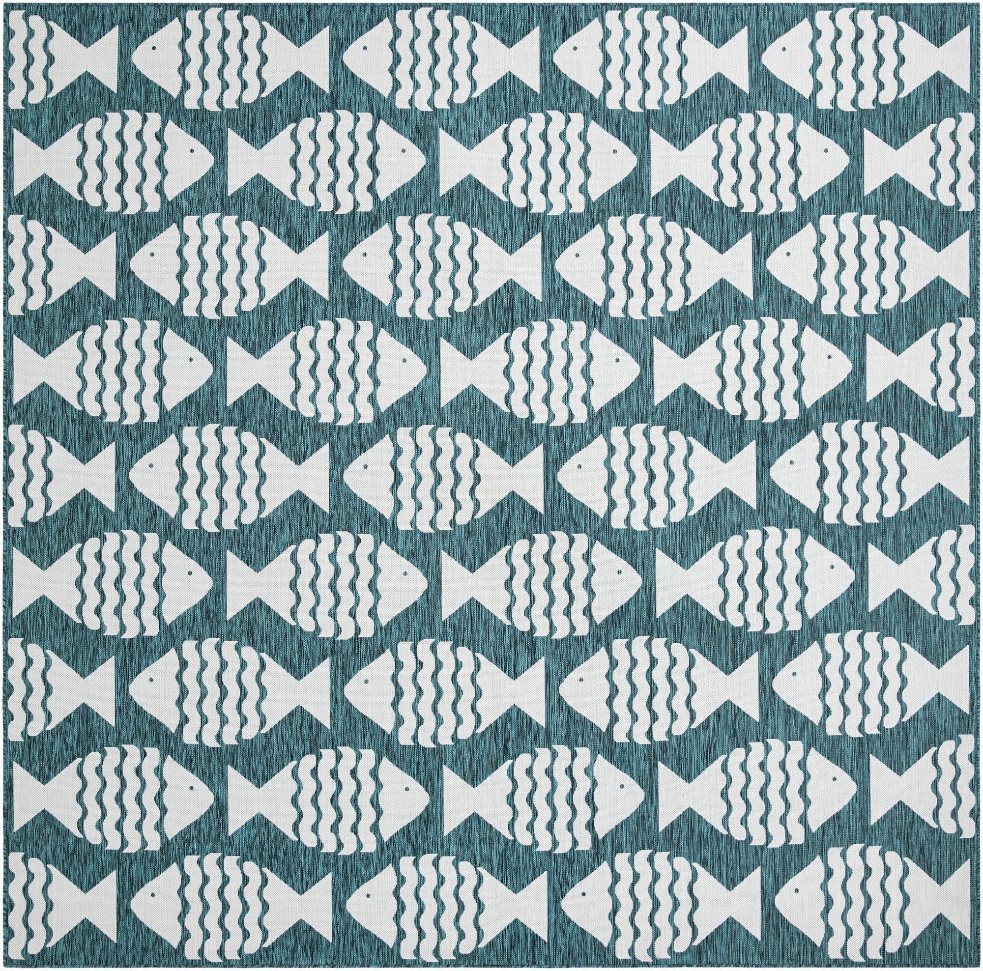 13' x 13'  Washable Coastal Indoor / Outdoor Square Rug