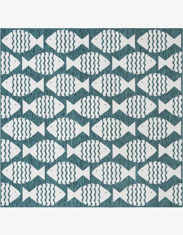 10' x 10' Easy-Clean Coastal Indoor / Outdoor Square Rug