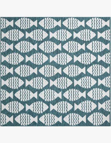 12' x 12' Easy-Clean Coastal Indoor / Outdoor Square Rug