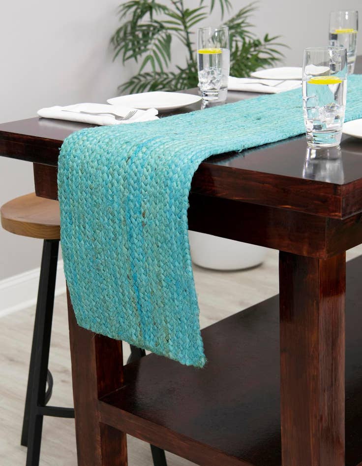 Detail image of 1' 2 x 10'  Hand Braided Jute Table Runner Rug