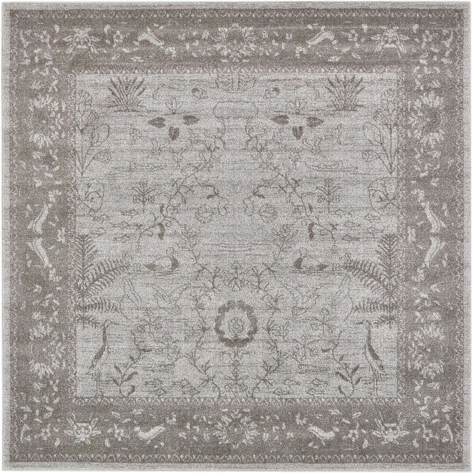 6' x 6' Ursula · Medallion rug, gray and cream