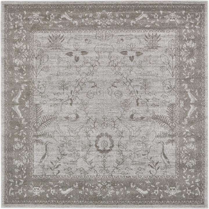 6' x 6' Ursula · Medallion rug, gray and cream