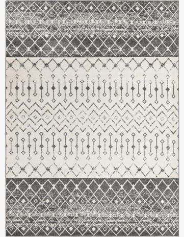 9' x 12' Vernon · Geometric tribal rug, gray and ivory