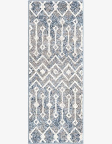 Vintage Blue Bohemian Trellis Runner Rug