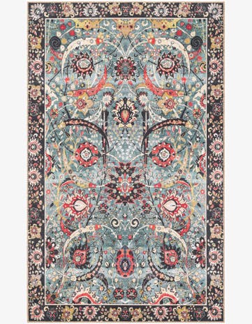 Vintage Green Washable Timeless Rug