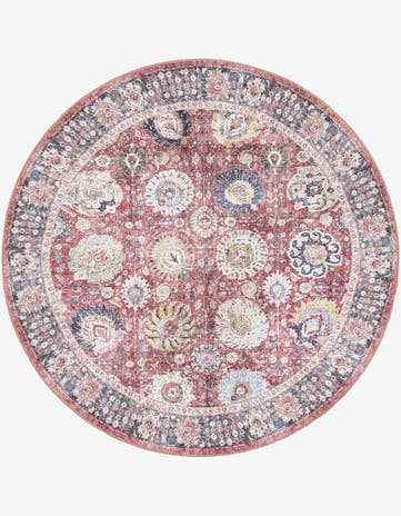 Vintage Red Timeless Round Rug