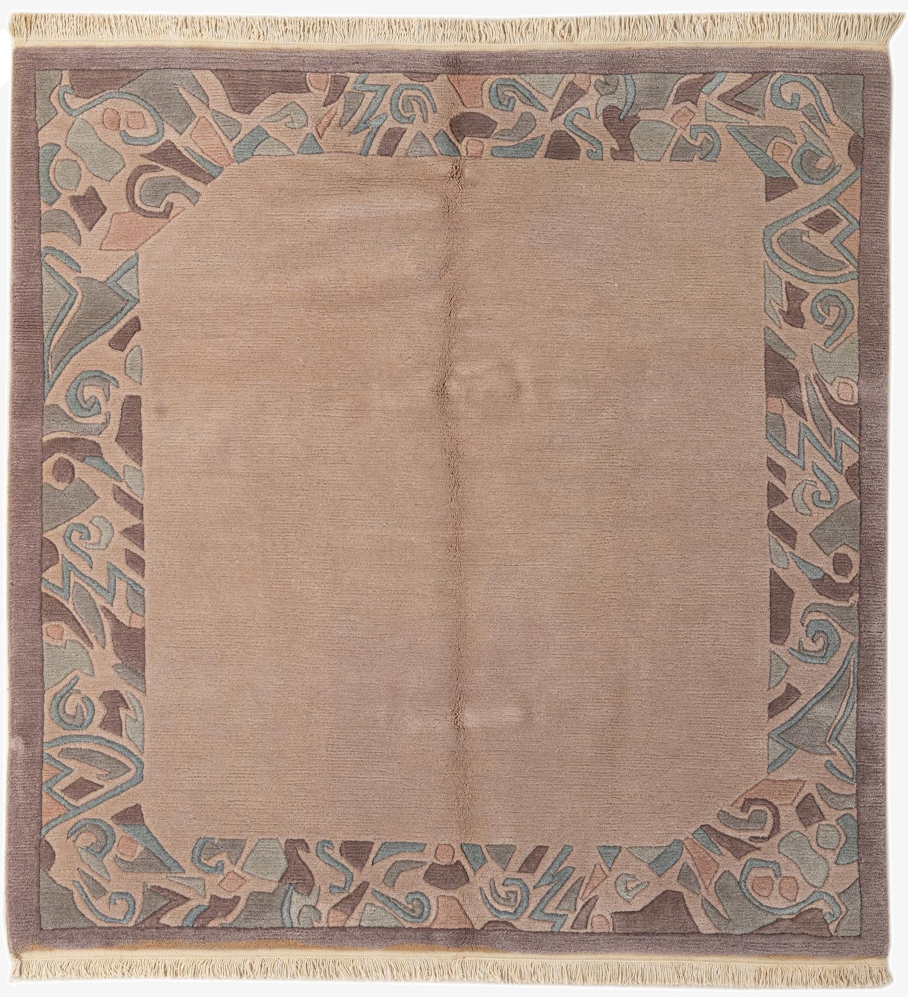 5' 1 x 5' 4  Hand Knotted Nepal Wool Square Rug