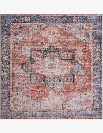 Vintage Rust Red Yara Square Rug