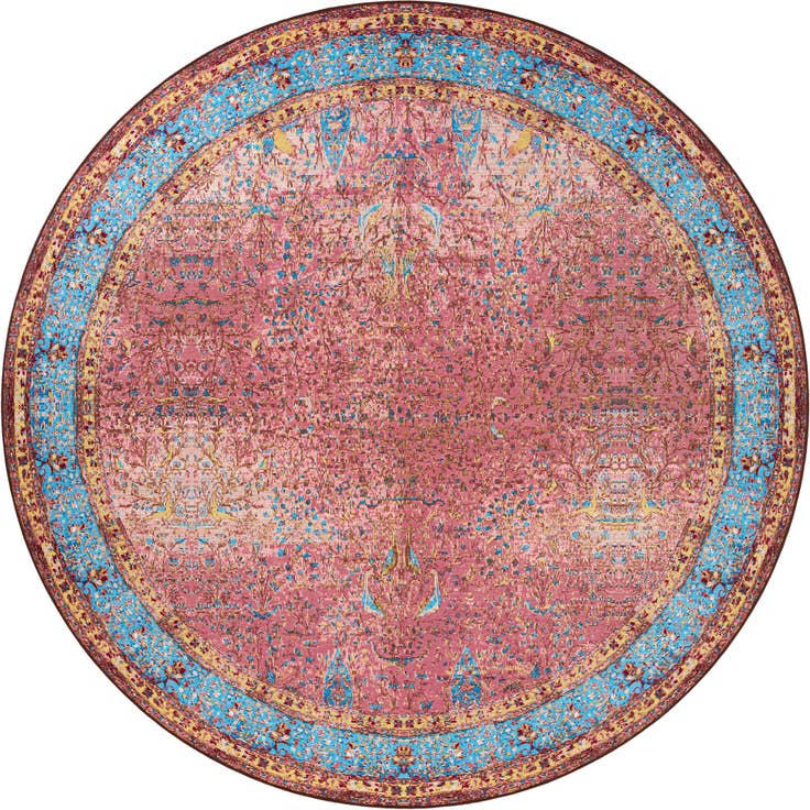 Detail image of 10' x 10' Easy-Clean Traditional Indoor / Outdoor Round Rug
